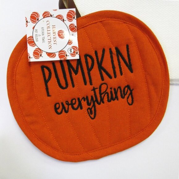 2 PC Set Potholder Oven Mitt & Kitchen Towel Pumpkin Harvest "Pumpkin Everything - Picture 3 of 4